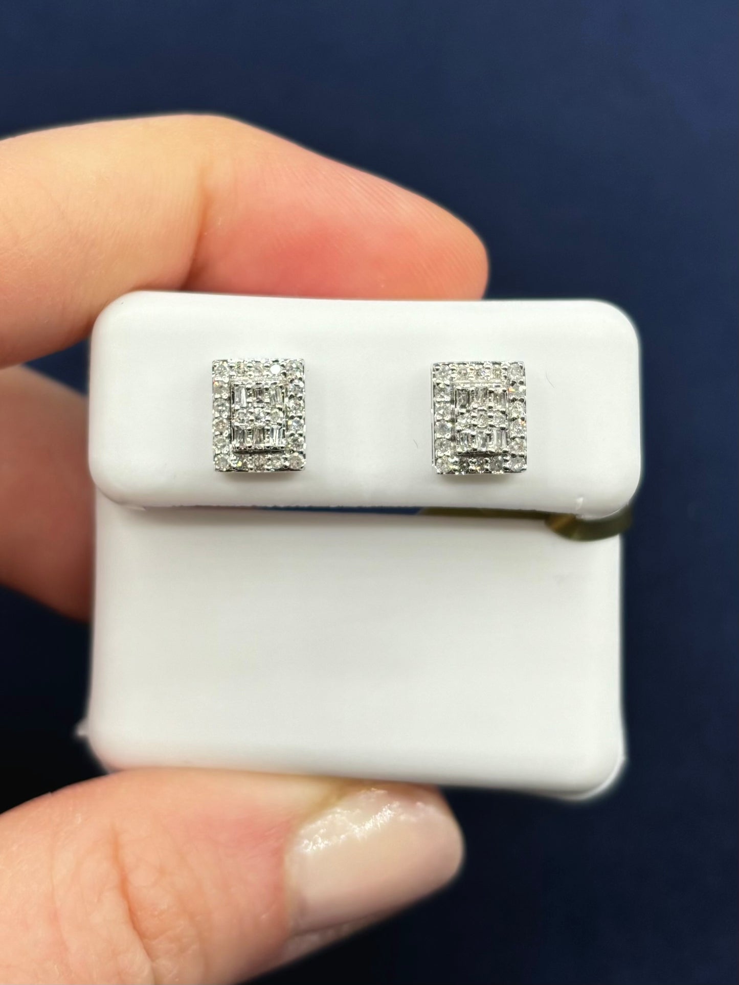 10K Double Layer Rectangle Earrings