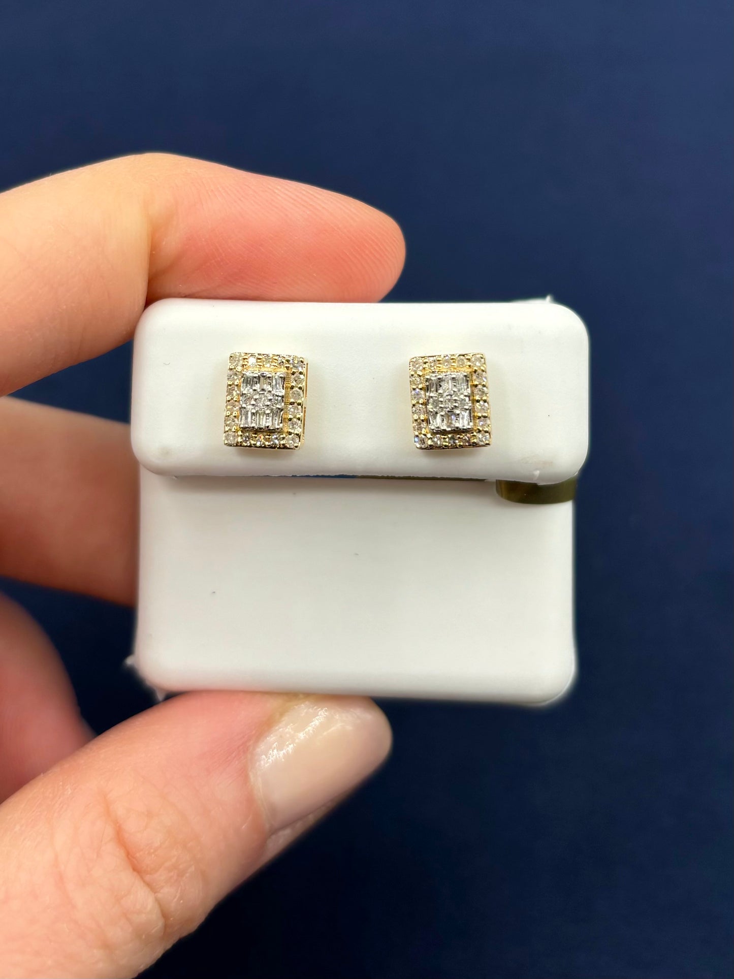 10K Double Layer Rectangle Earrings