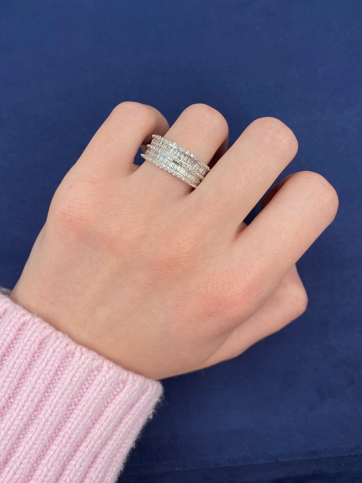 14K Double Row Baguette Bridge Ring