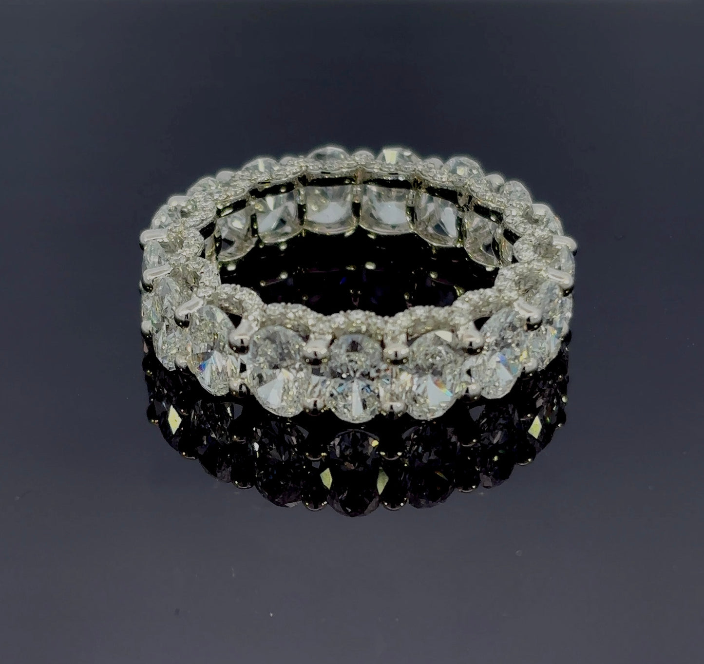 Platinum Eternity Band with Oval Diamonds