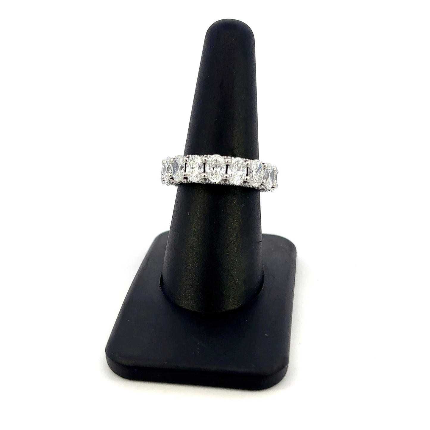Platinum Eternity Band with Oval Diamonds