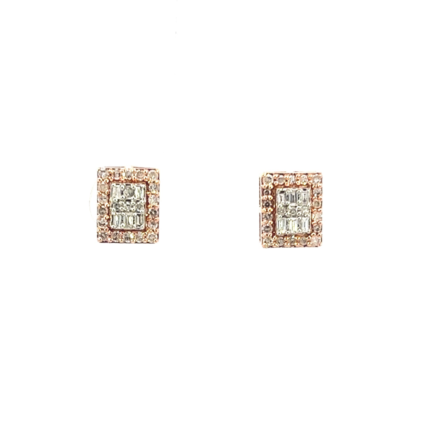 10K Double Layer Rectangle Earrings