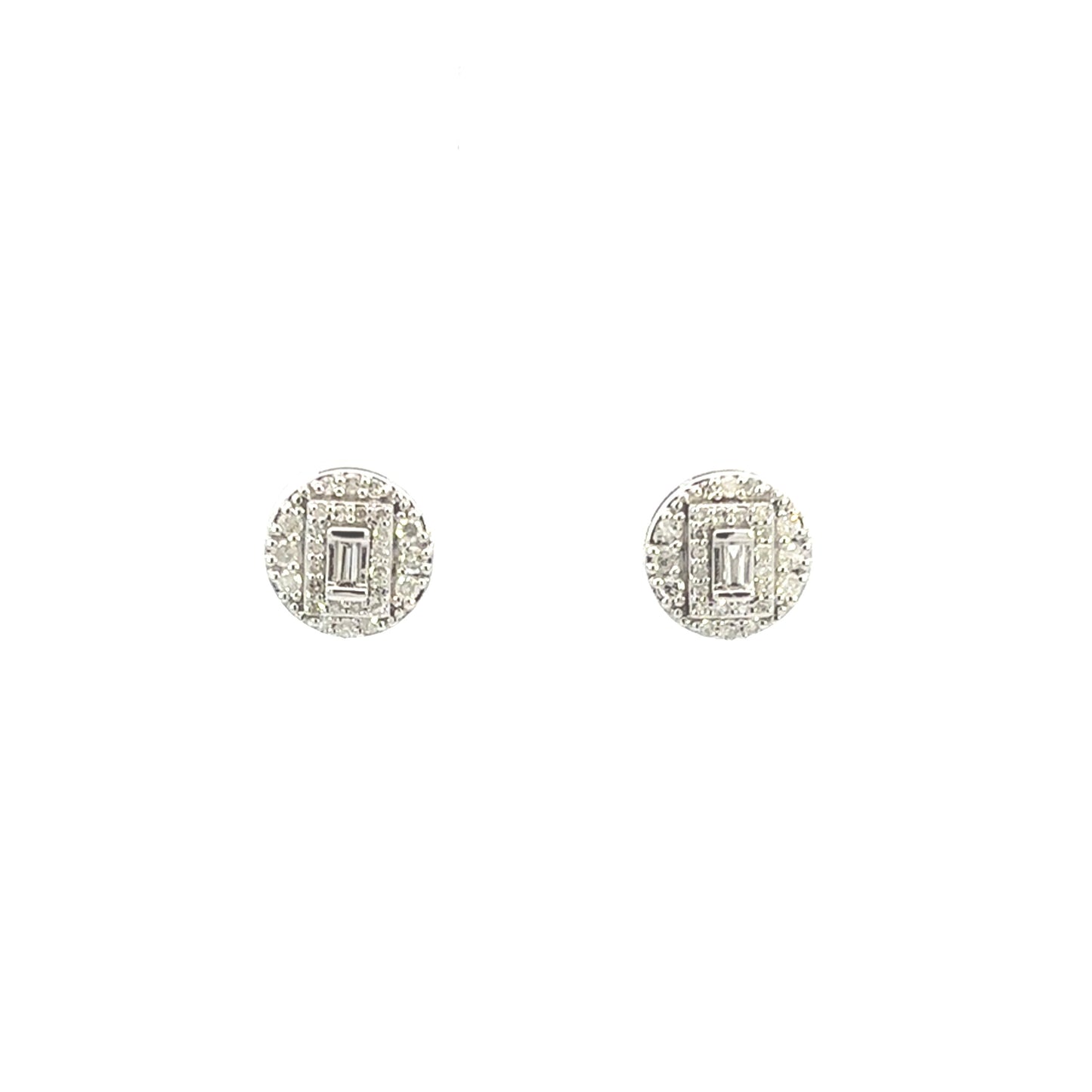 10K Stacked Baguette Center Cake Earring