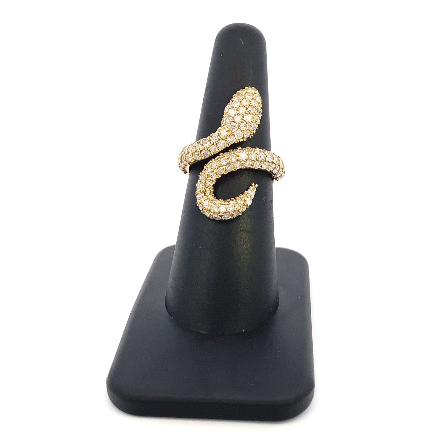 14K Serpent Diamond Snake Ring