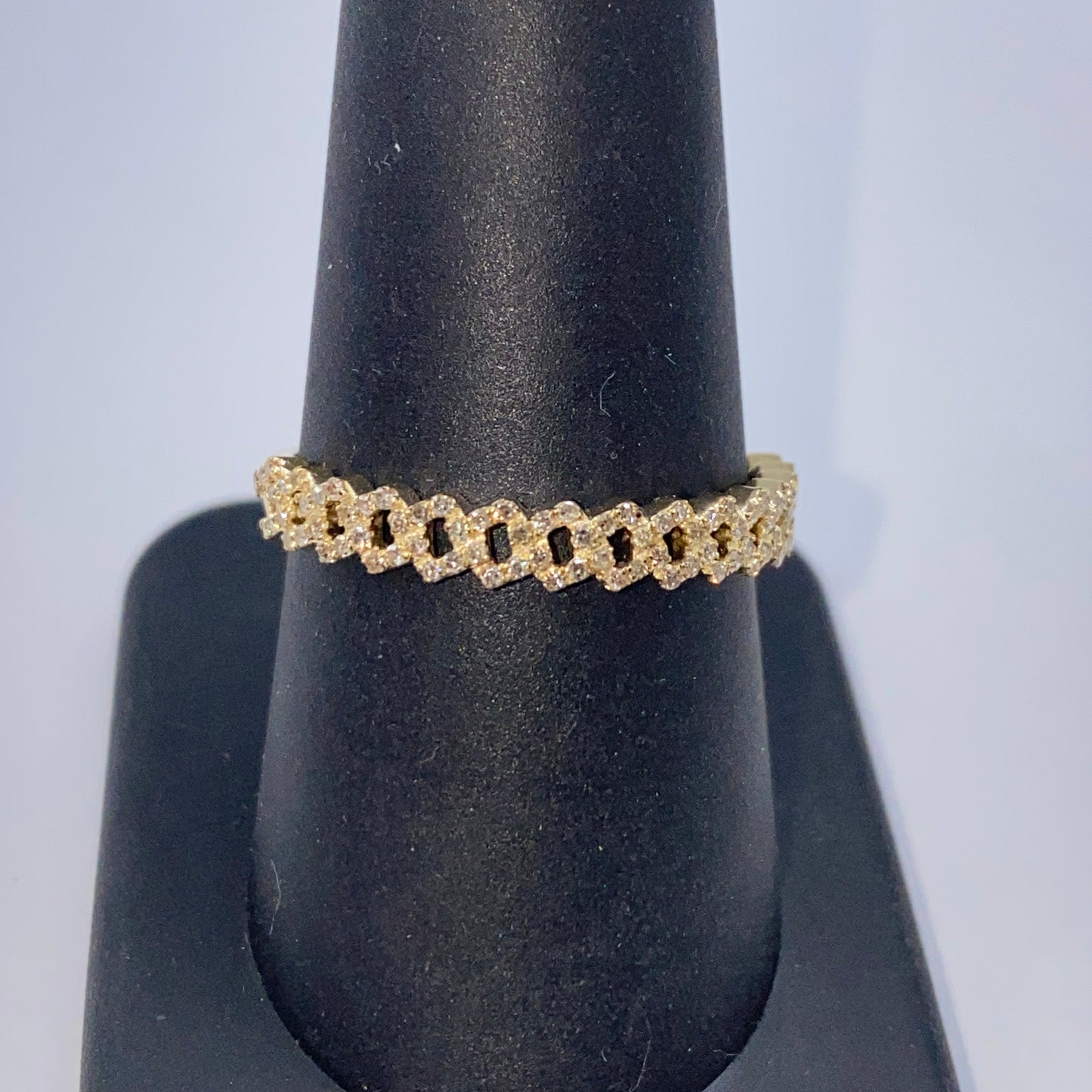 14K 4M Cuban Link Diamond Ring
