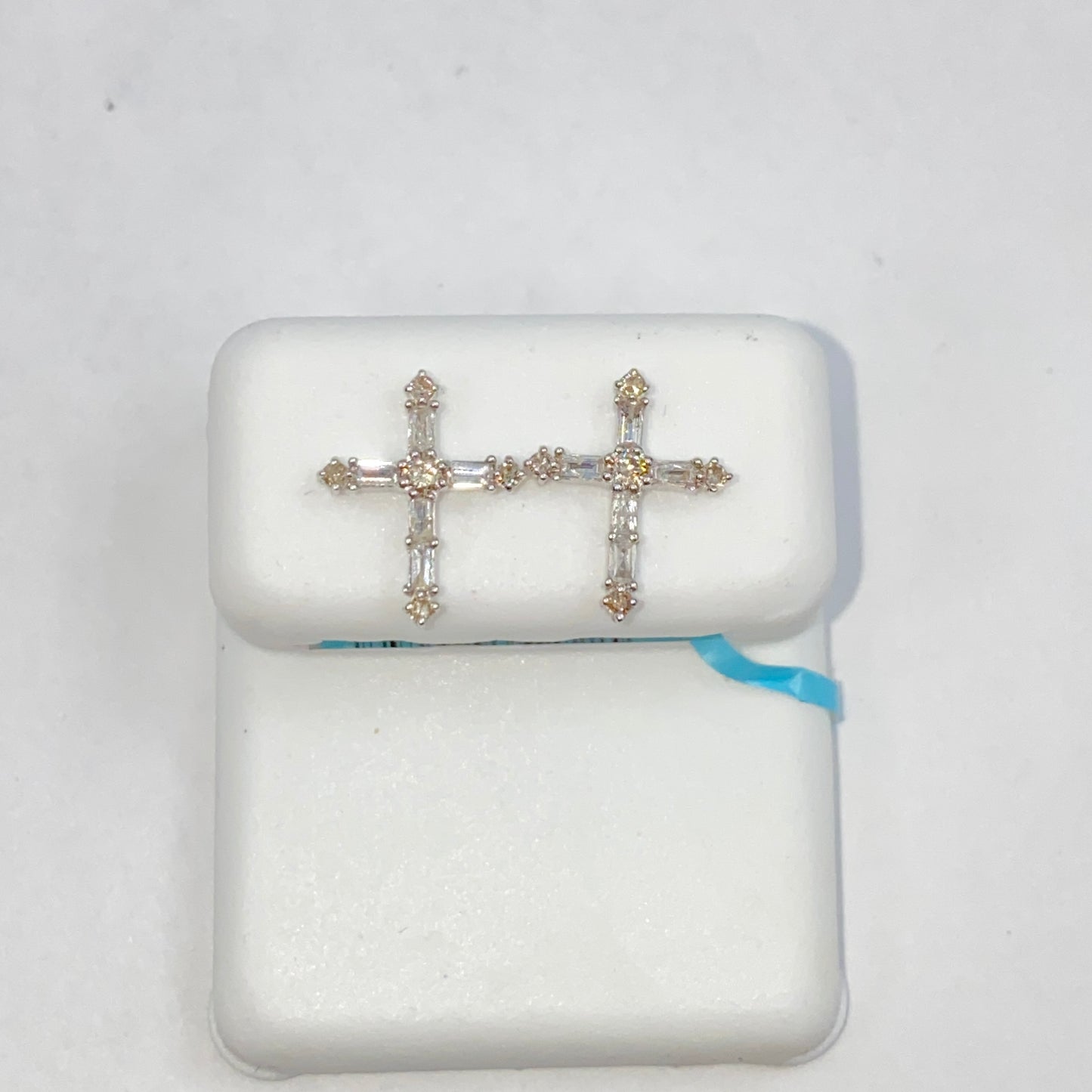 14K Rosalia Cross Diamond Earrings