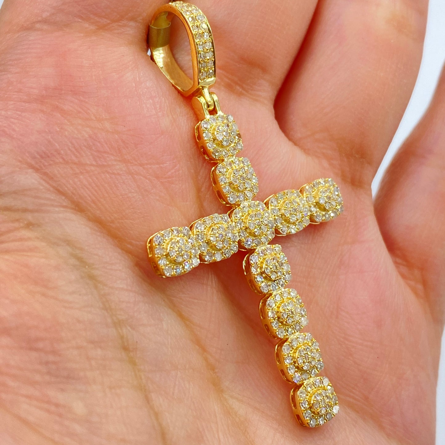 10K Cross Diamond Pendant 2"