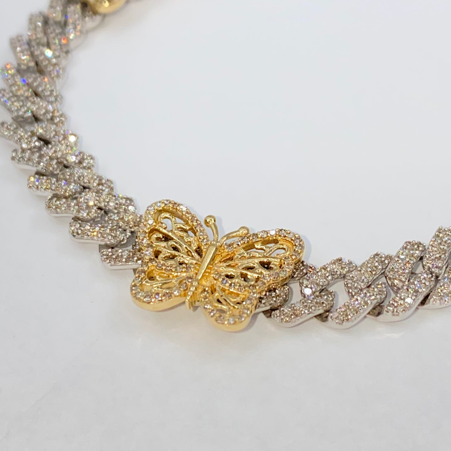 14K Good Days Butterfly Cuban Link Diamond Chain 18"