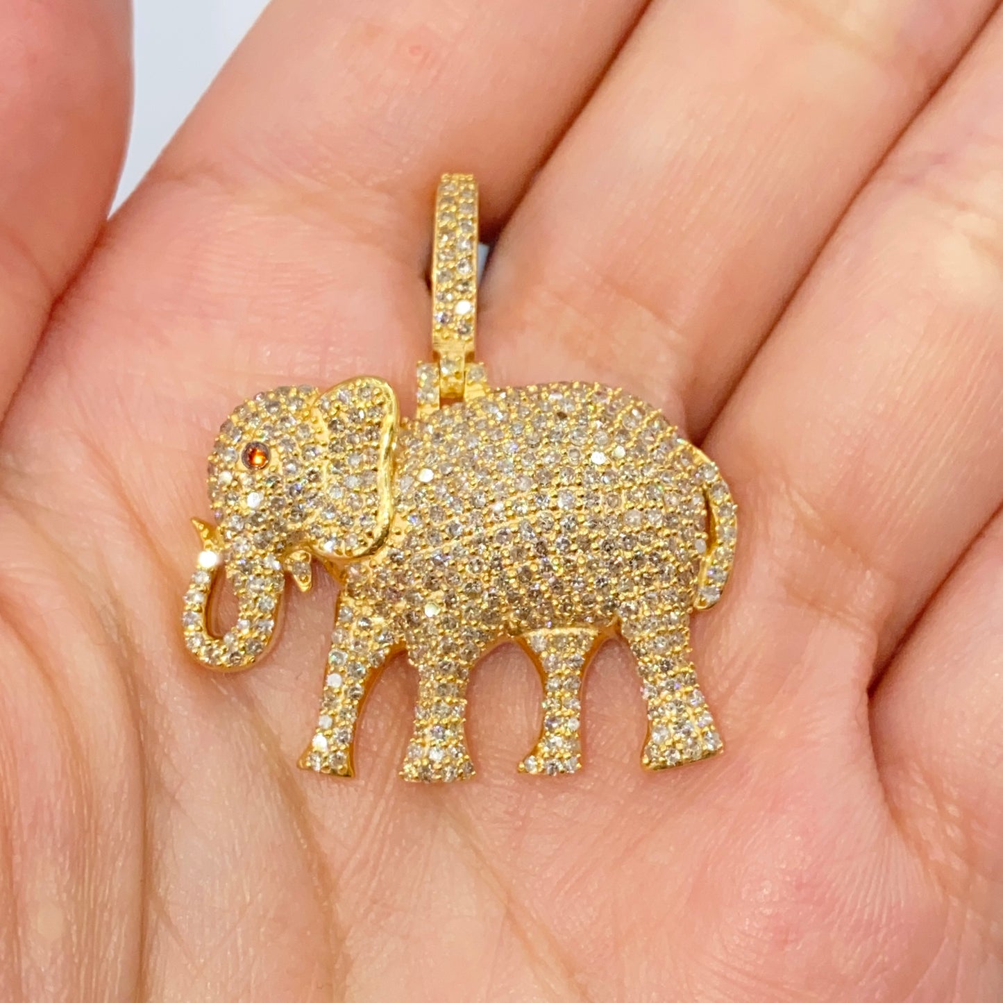 14K Elephant Diamond Pendant