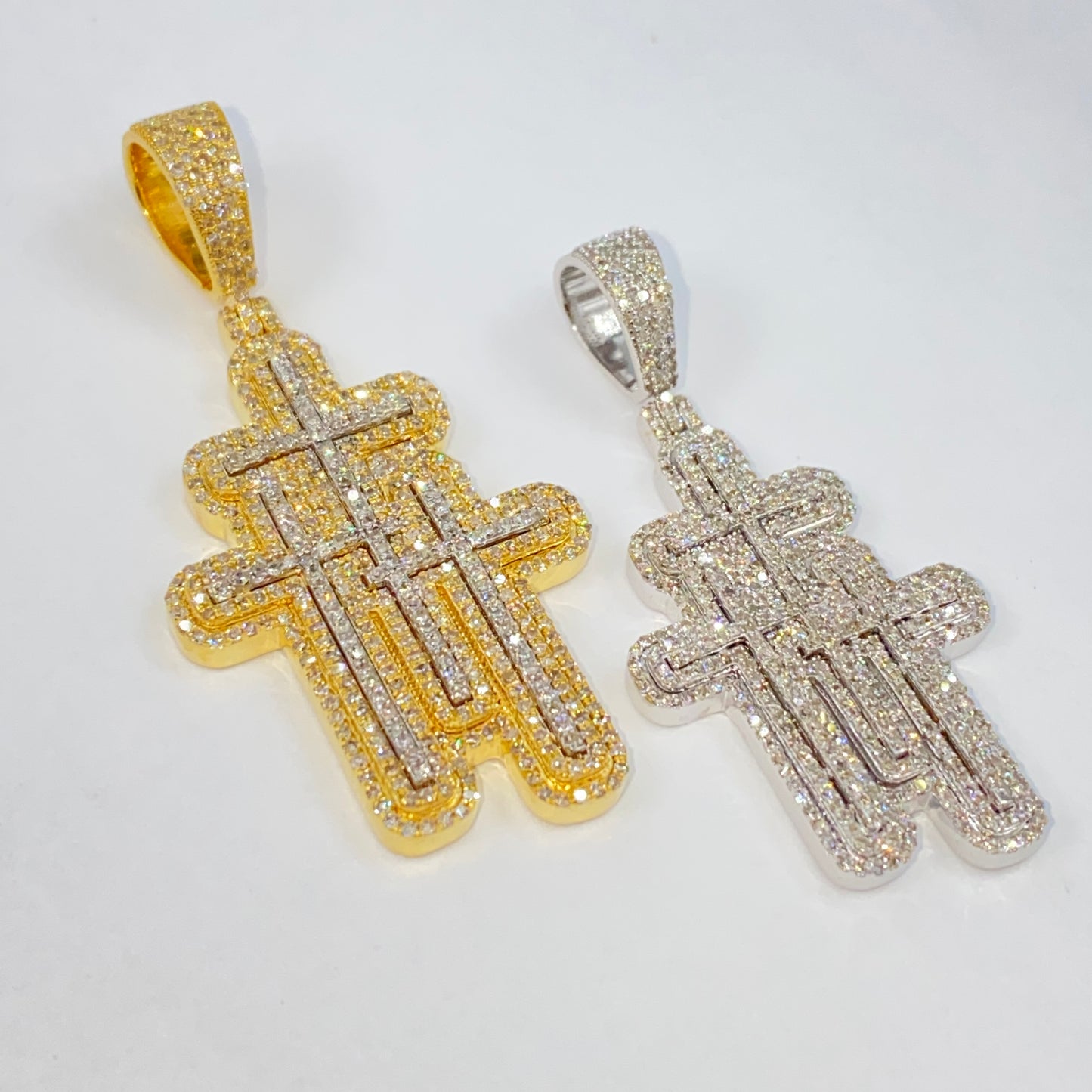 10K Trilogy Cross Diamond Pendant