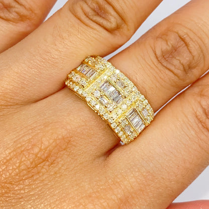 10K 10.5MM Rectangle Diamond Baguette Ring