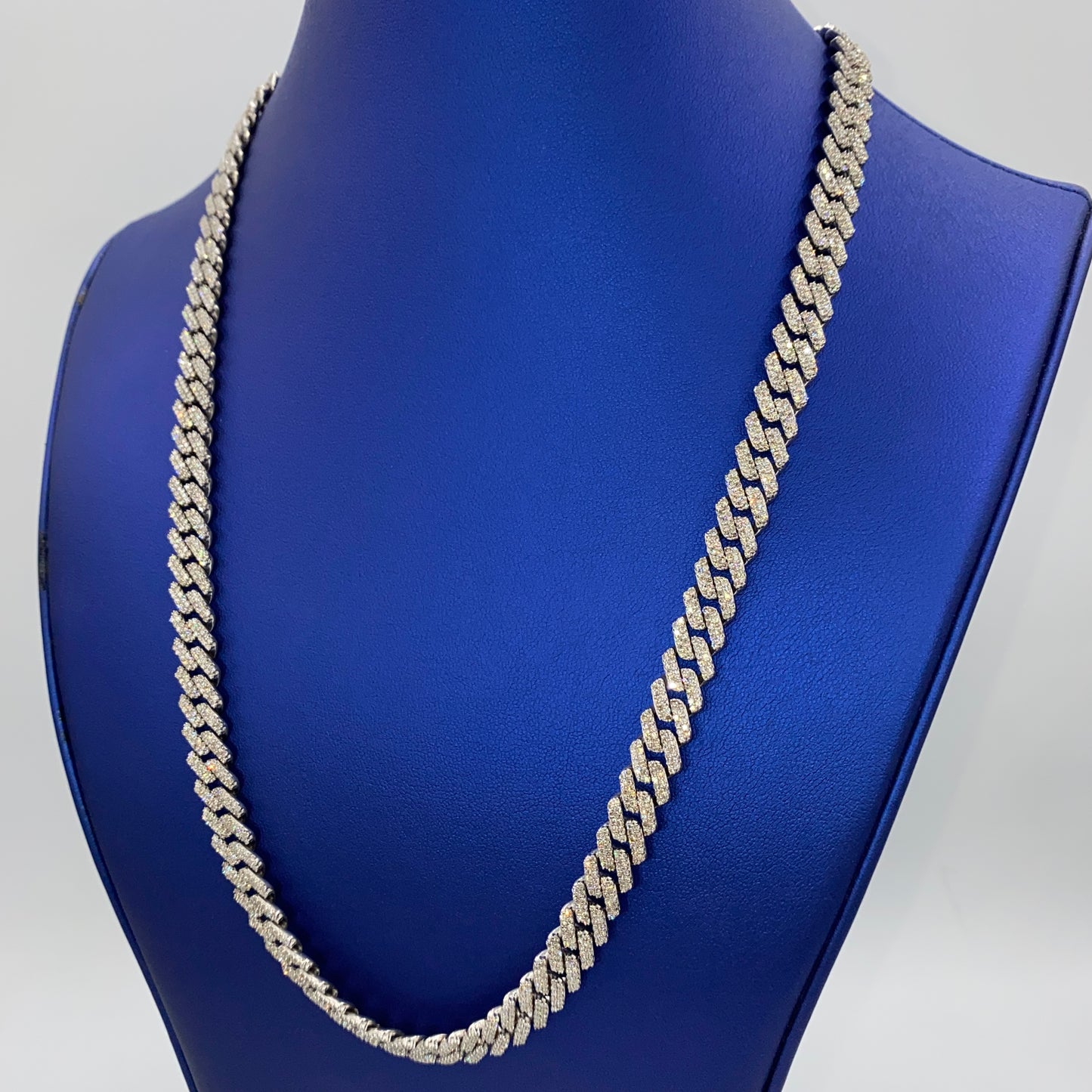 14K 9MM Cuban Link Diamond Chain 22"