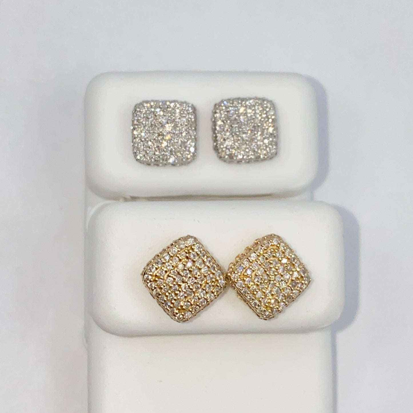 14K 8MM Irving Rounded Square Diamond Earrings