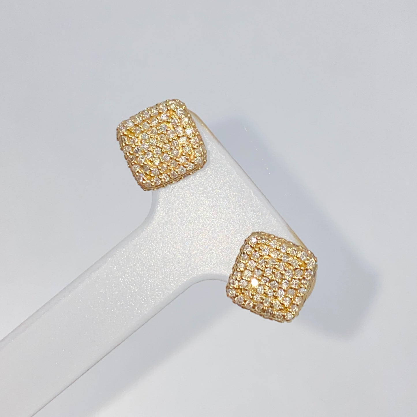 14K 8MM Irving Rounded Square Diamond Earrings