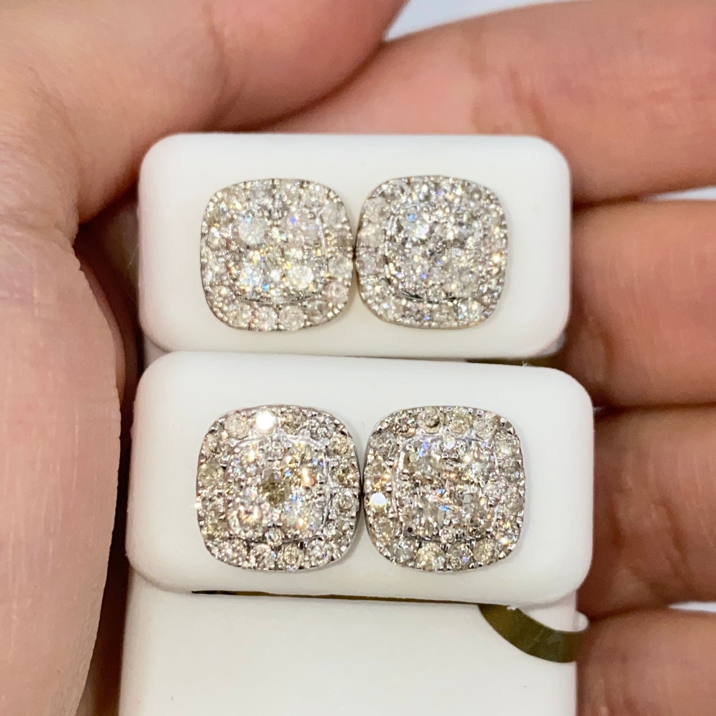 10K 10MM Rounded Square Halo Diamond Ring