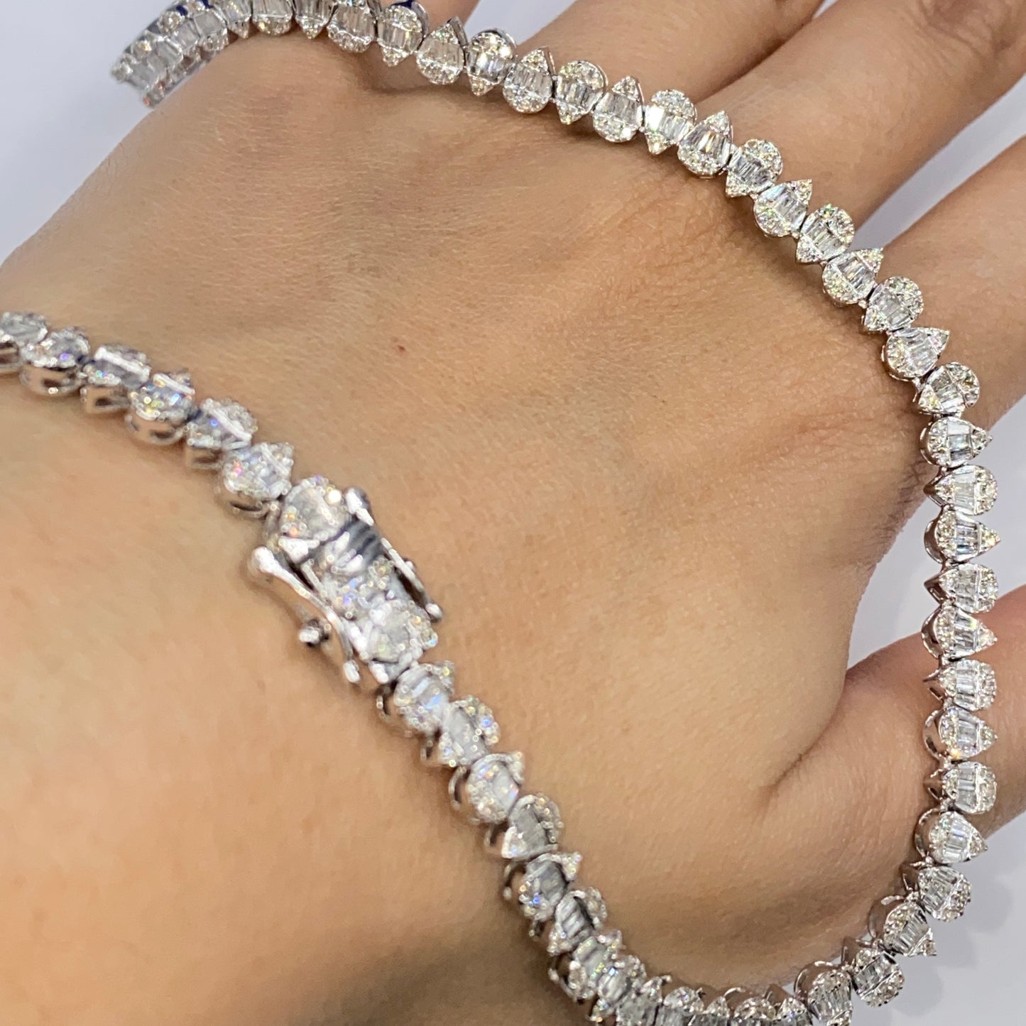 14K 5.7MM Pear Link Diamond Tennis Chain