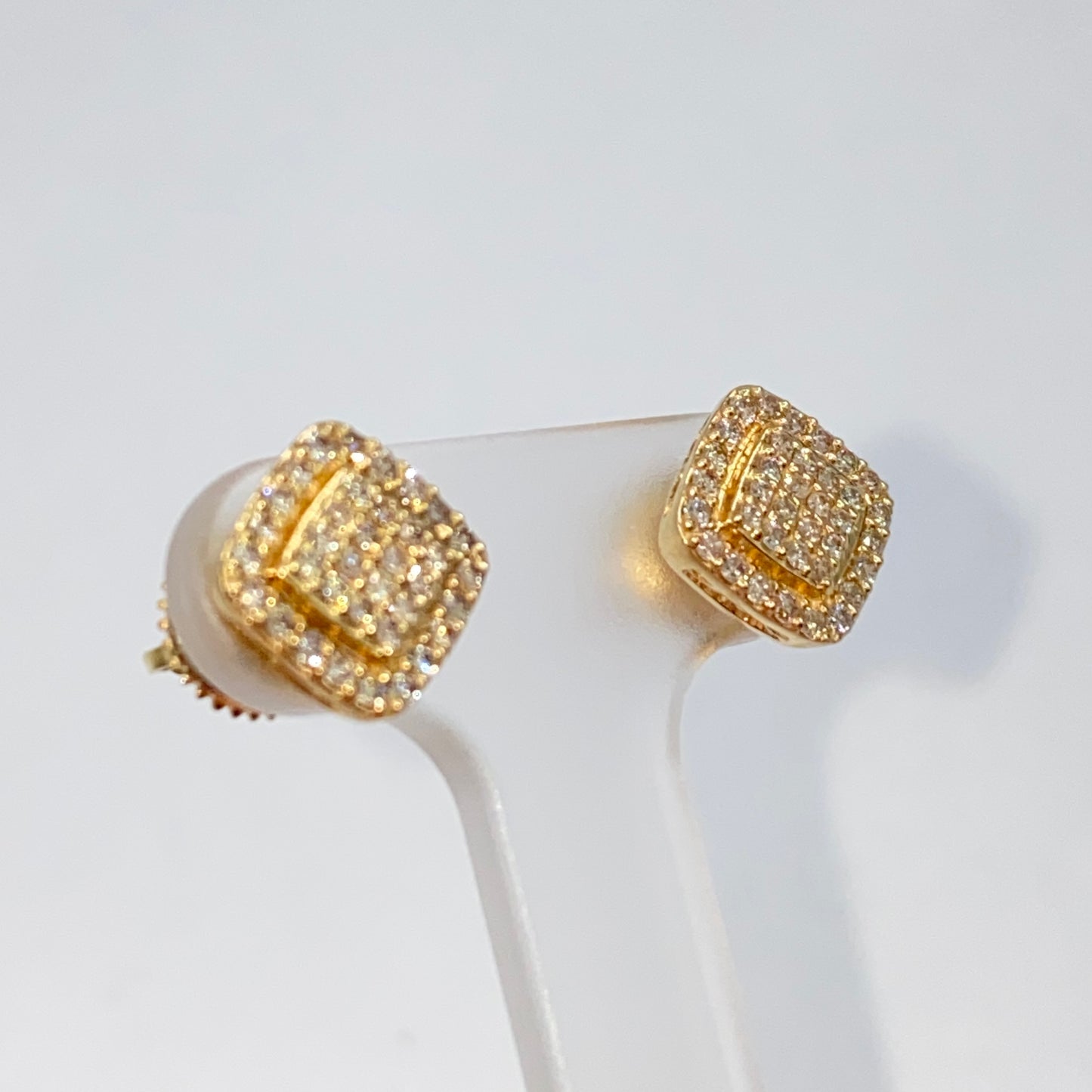 14K 7.9MM Rounded Square Halo Diamond Earrings