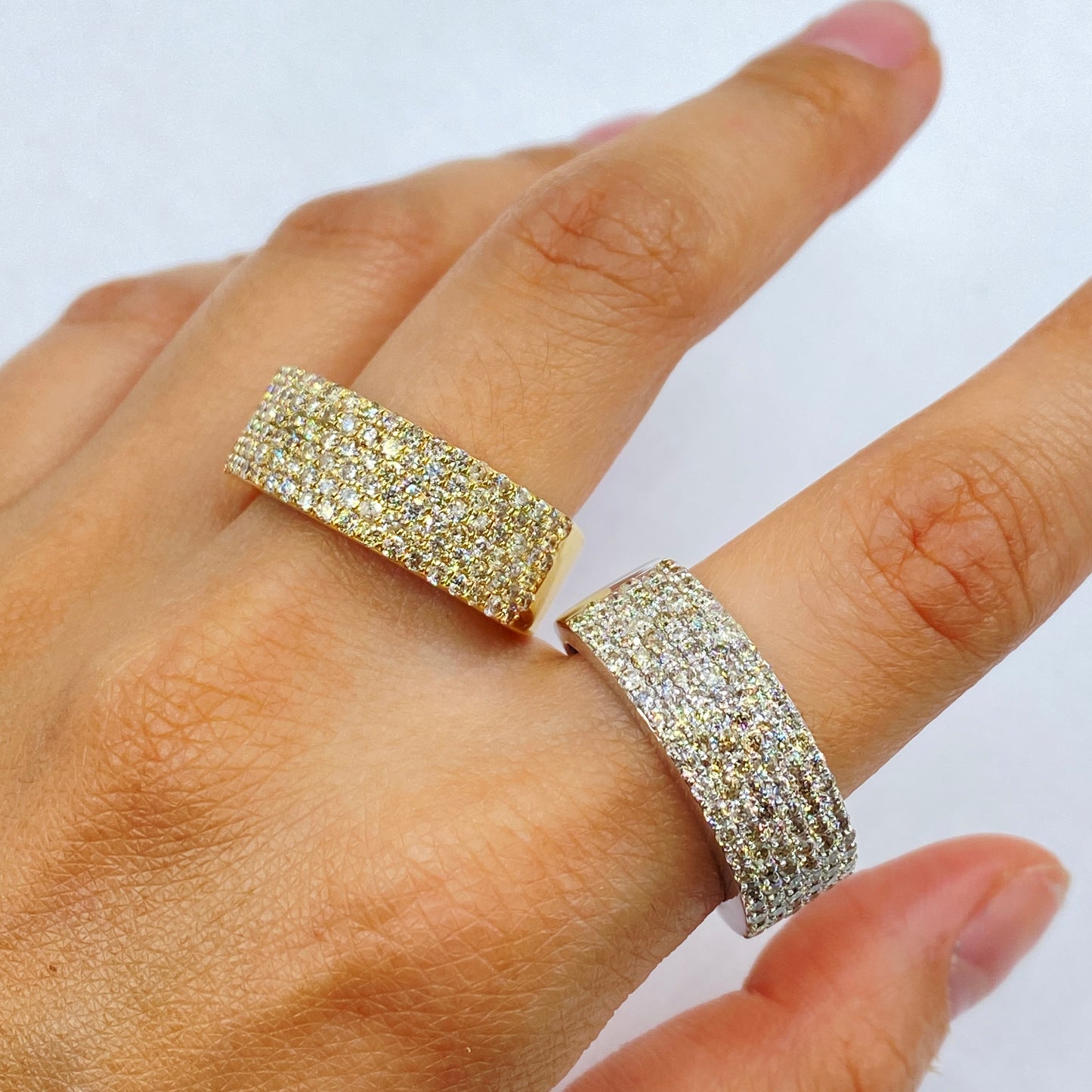 14K Iced Diamond Wedding Stack Ring Band