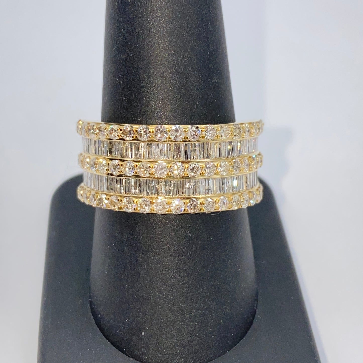 14K 11M Stacked Diamond Baguette Ring