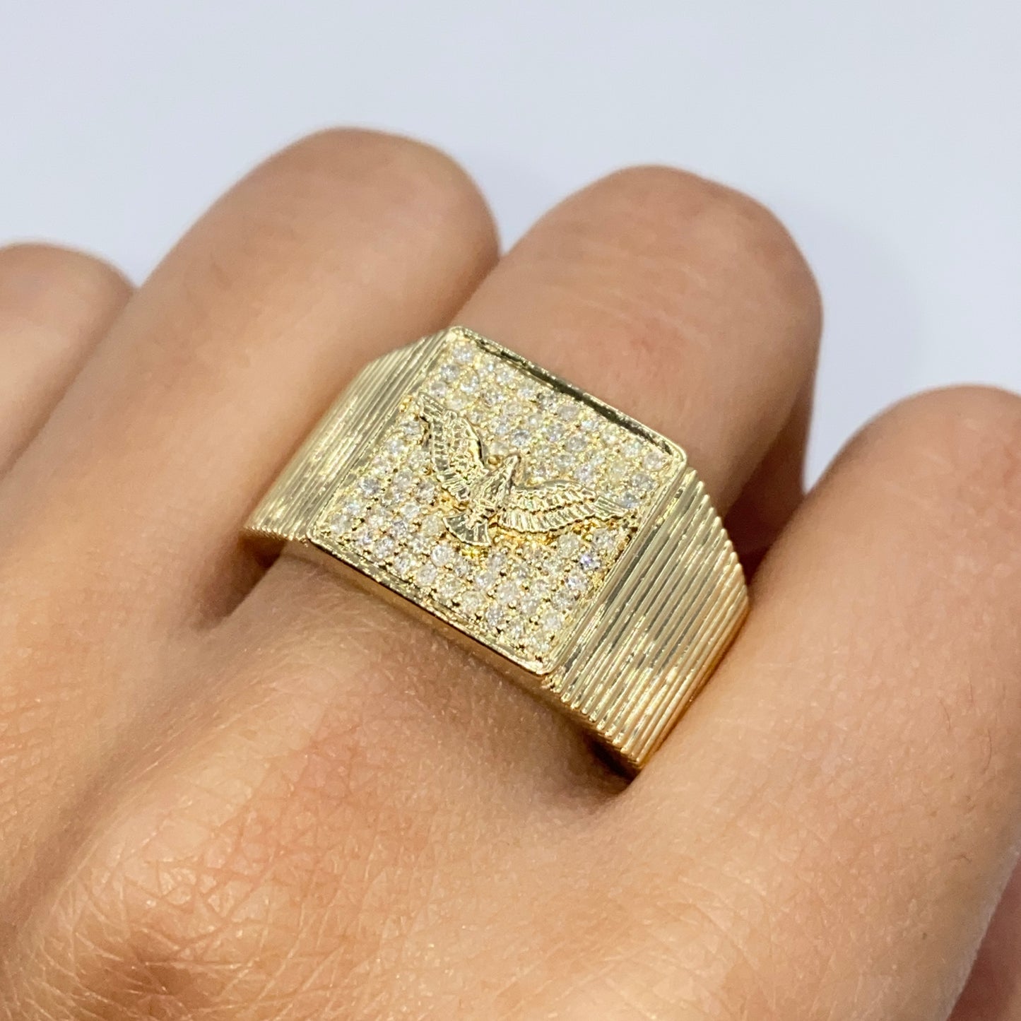 10K Freedom Eagle Bird Diamond Ring
