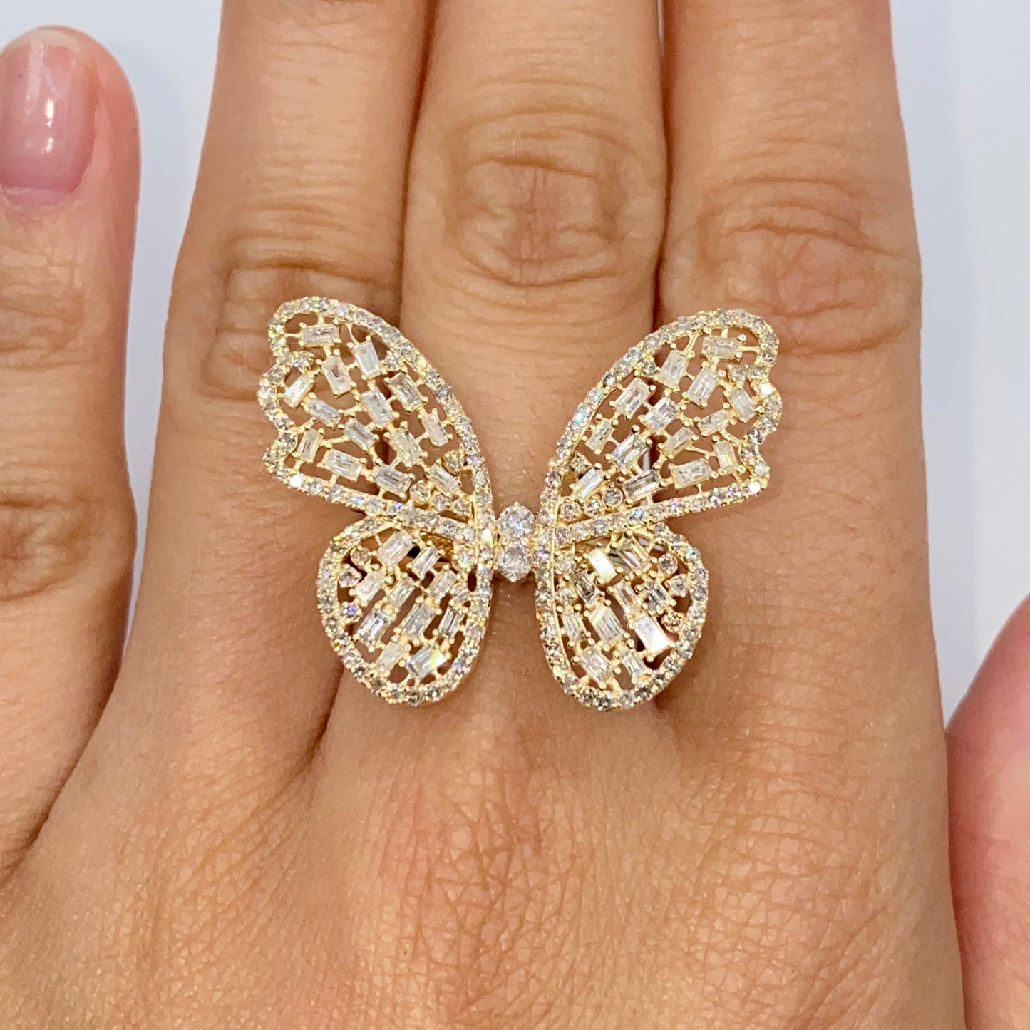 14K Jumbo Butterfly Diamond Ring