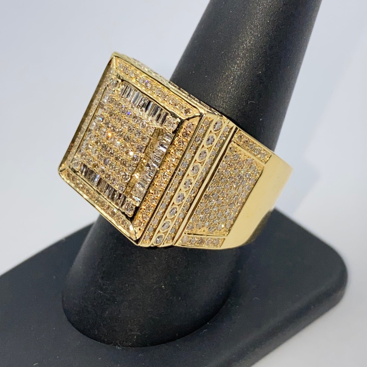 10K Jumbo Square Baguette Diamond Ring