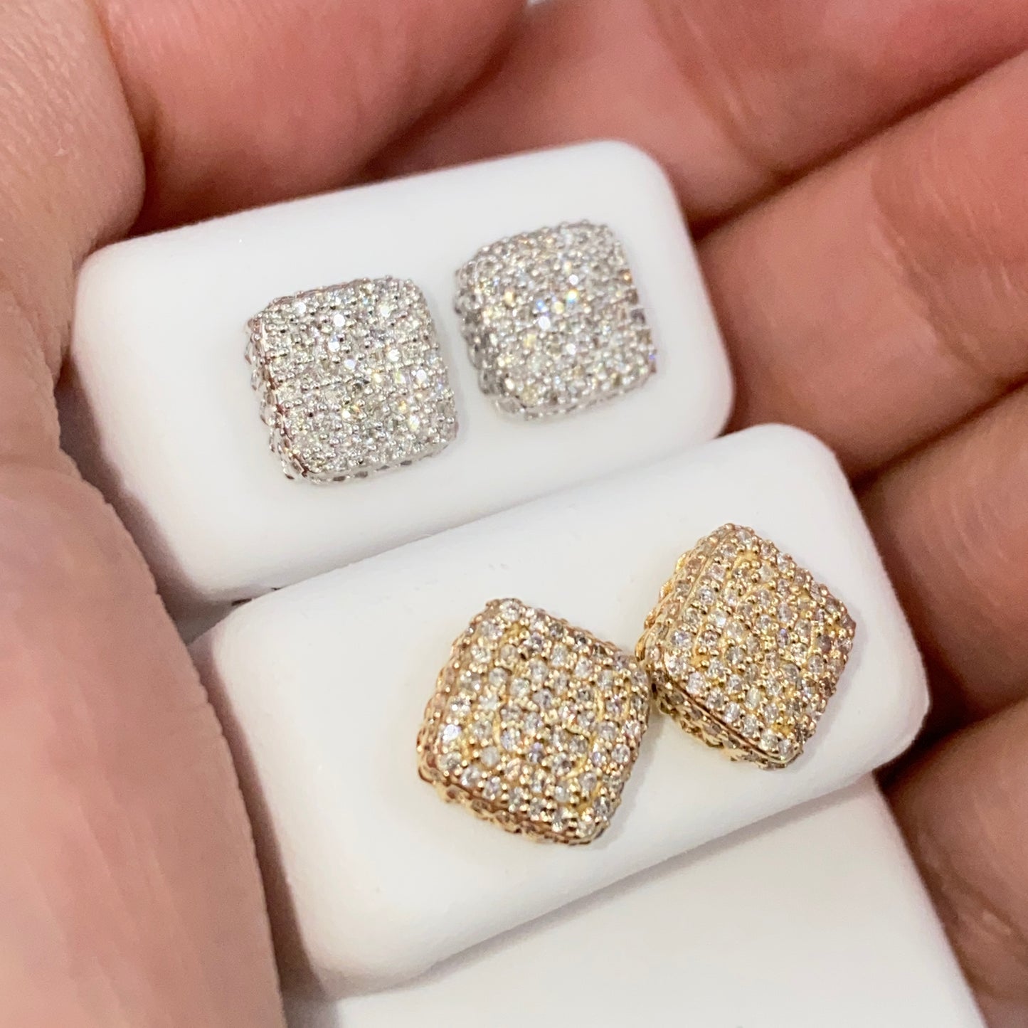 14K 8MM Irving Rounded Square Diamond Earrings