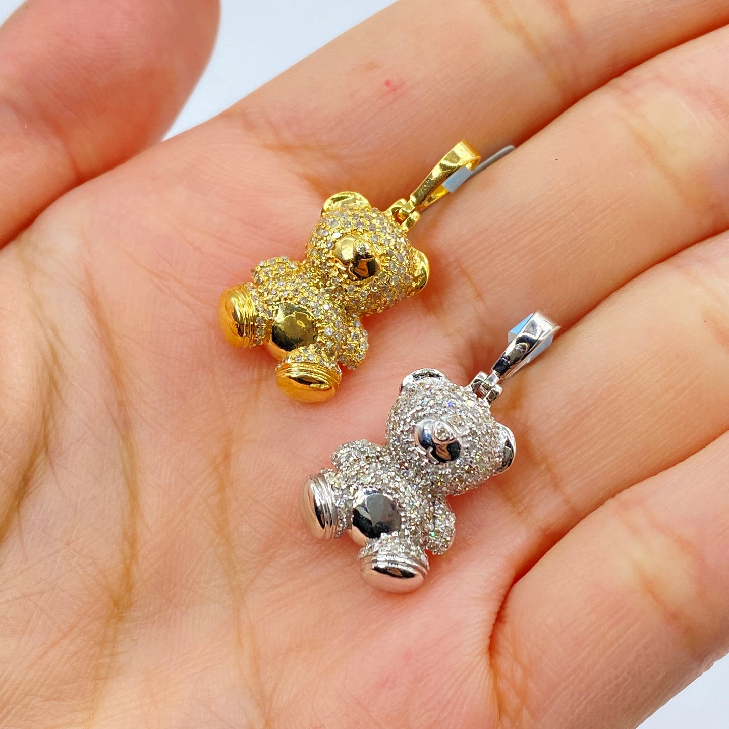 14K Teddy Bear Diamond Pendant