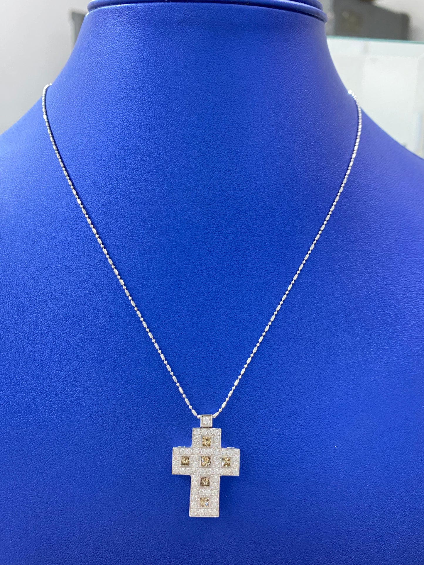 18K Gold Diamond Cross Necklace