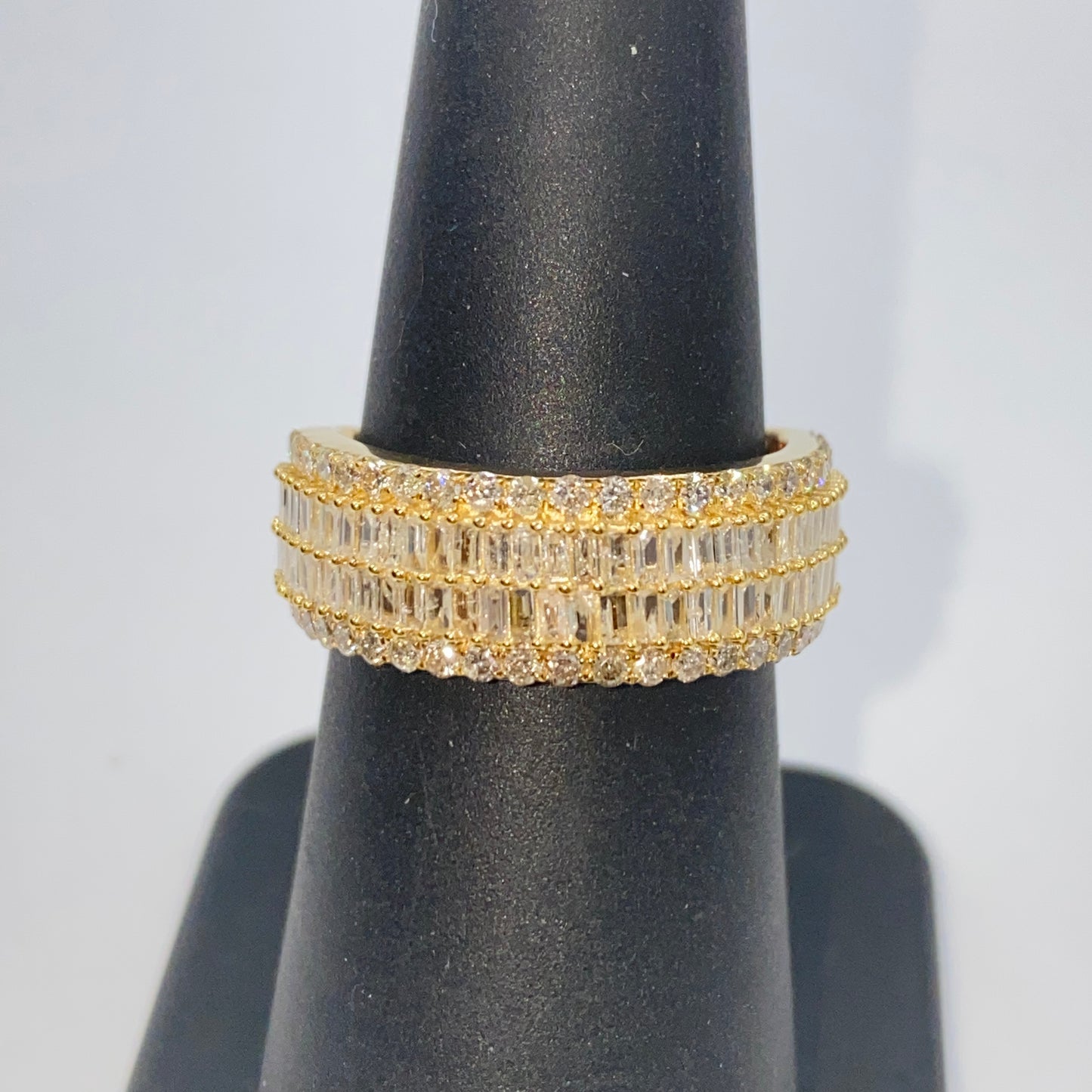 14K 8.2MM Diamond Baguette Ring Band