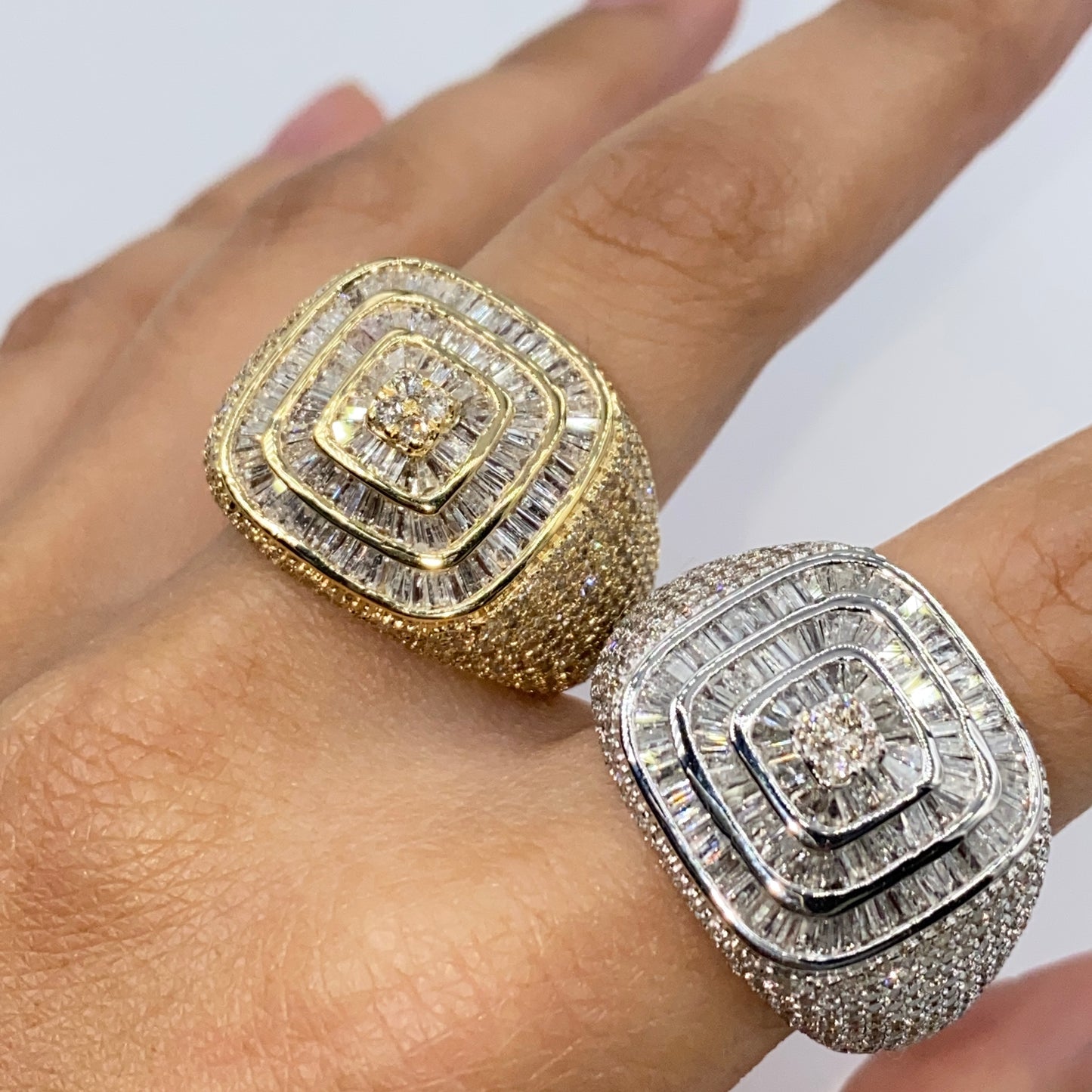 14K Jumbo Square Baguette Diamond Ring
