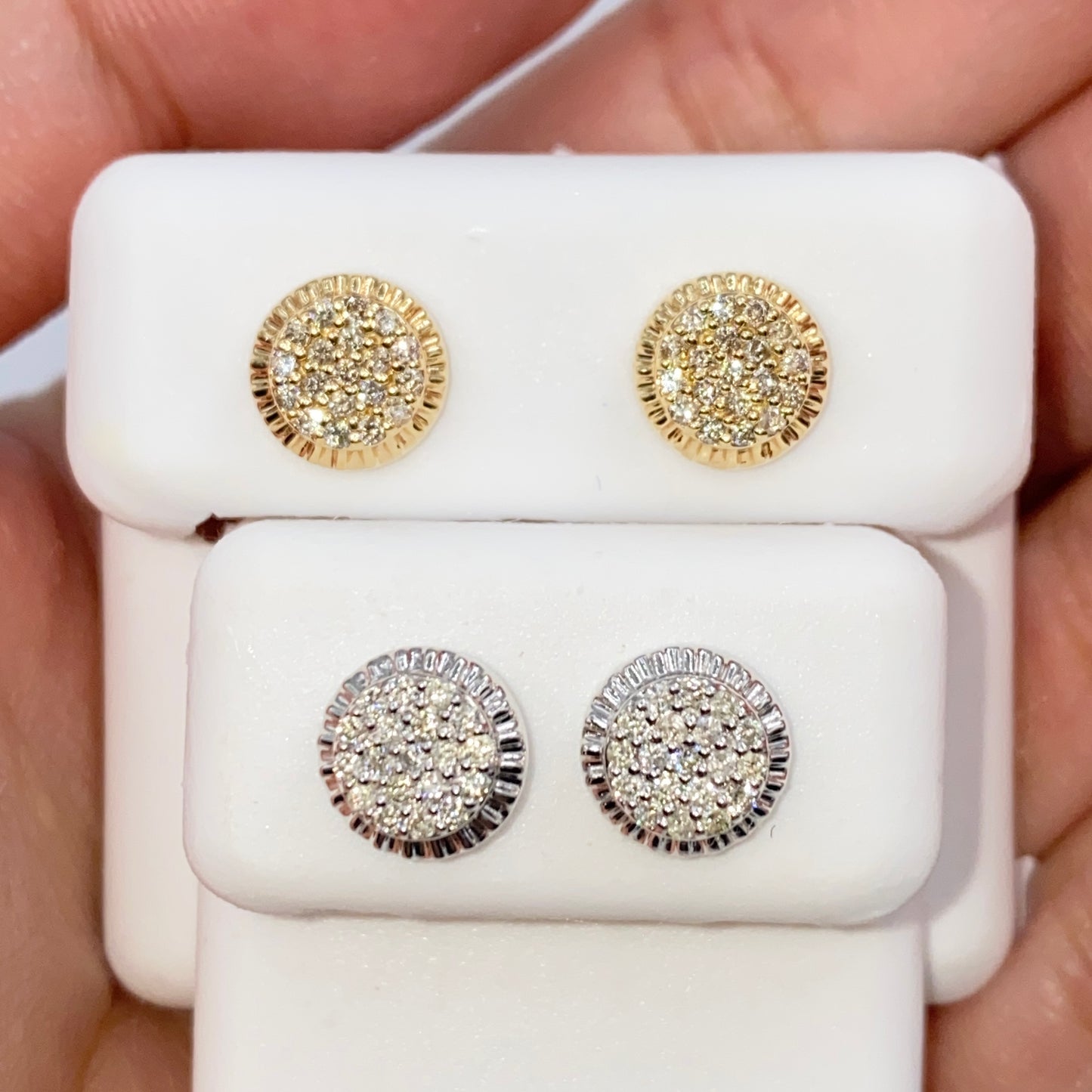 14K 8MM Circle Diamond Earrings