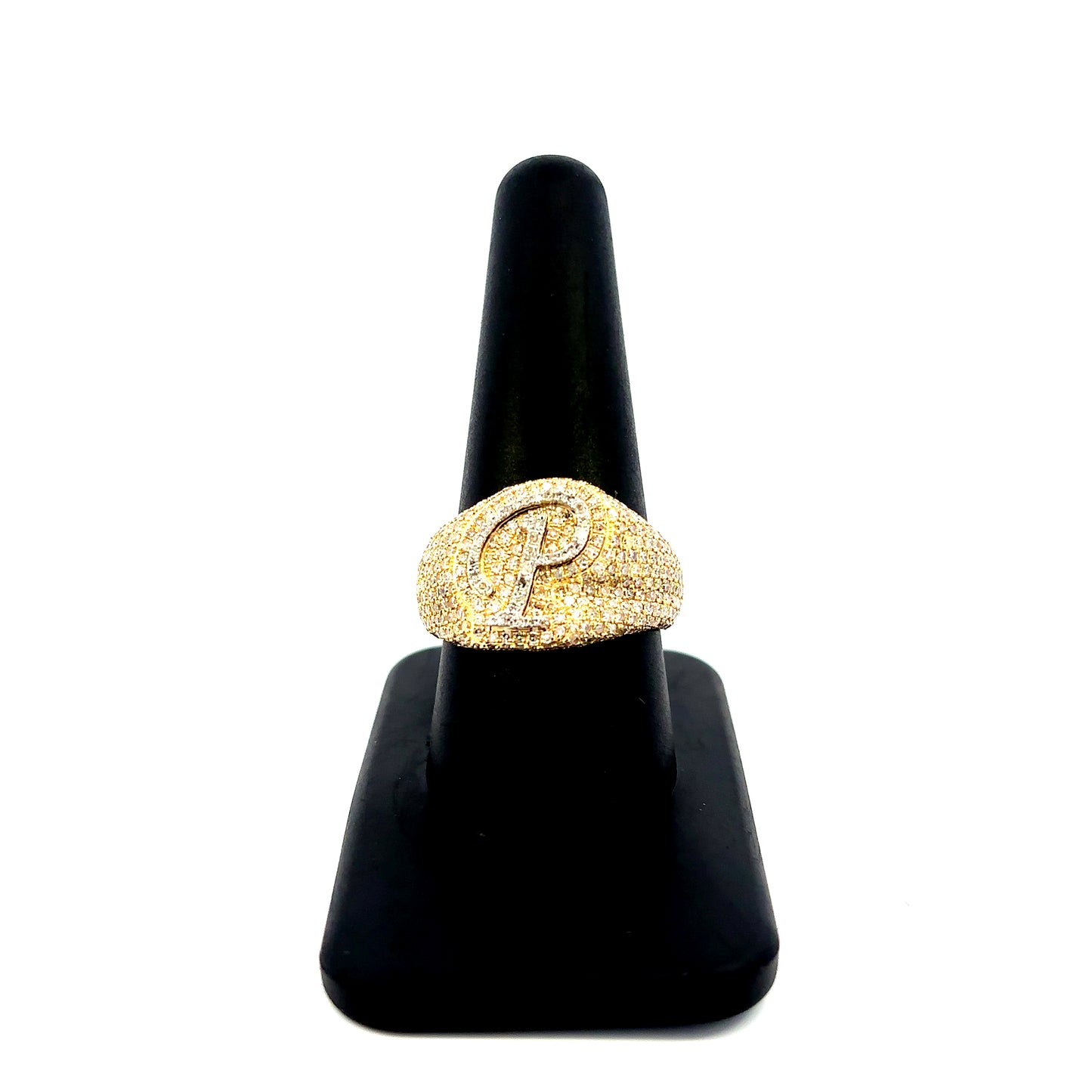 10K Bubble Script Initial Diamond Ring