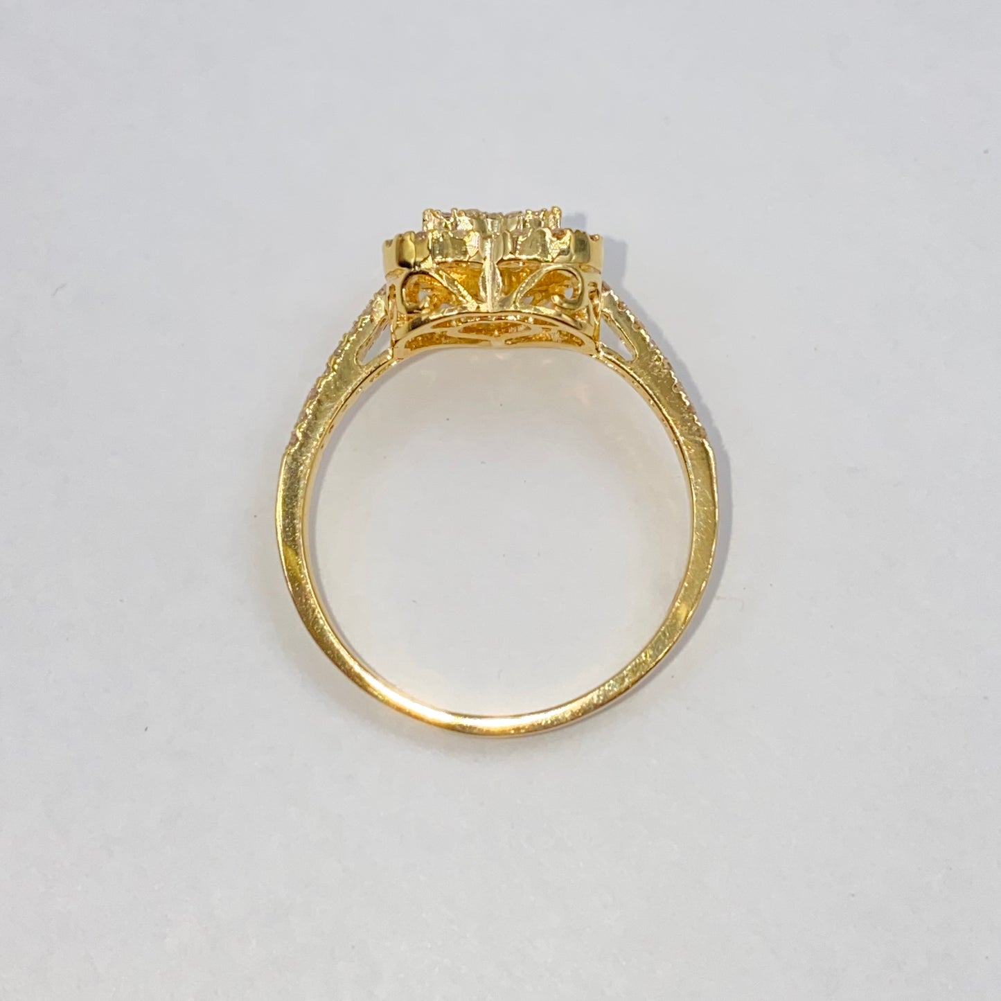14K Rare Heart Halo Diamond Ring