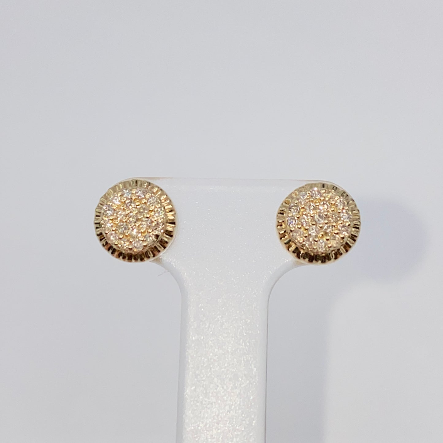 14K 8MM Circle Diamond Earrings