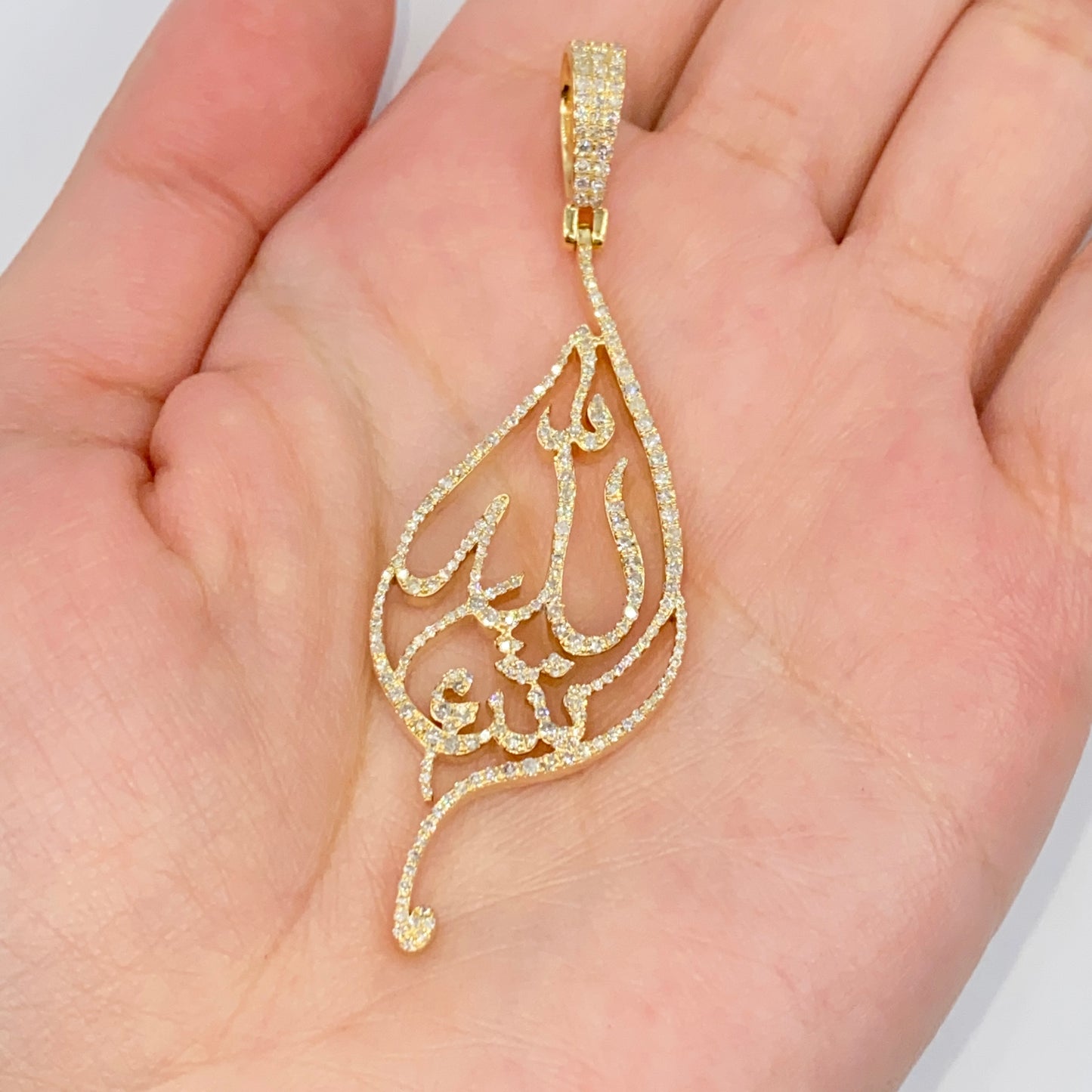 14K Allah Leaf Diamond Pendant