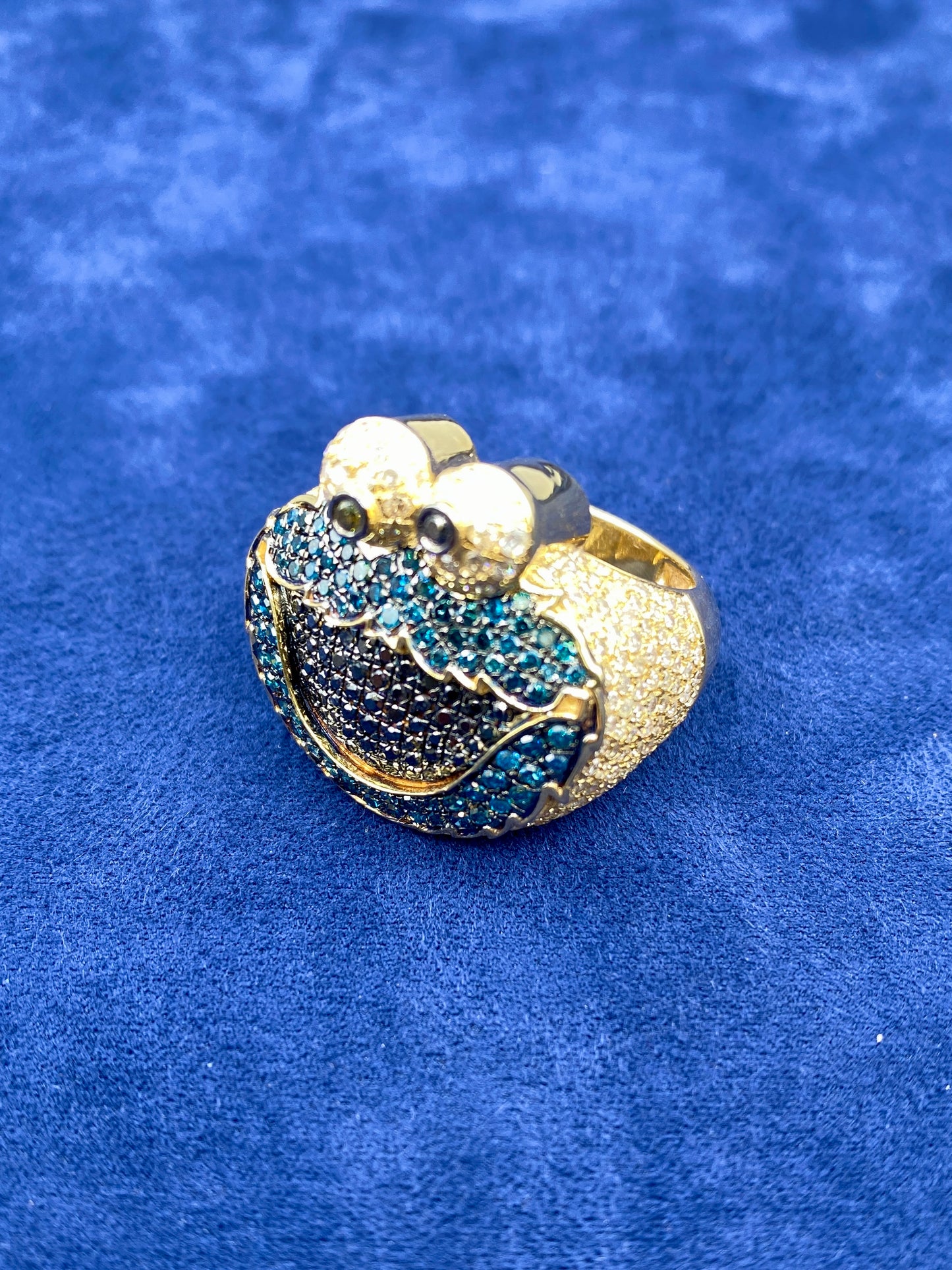 14K Diamond Cookie Monster Ring
