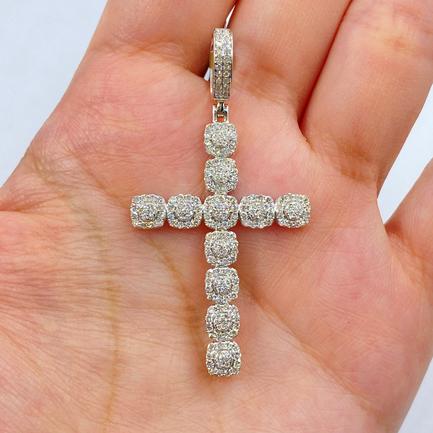10K Cross Diamond Pendant 2"