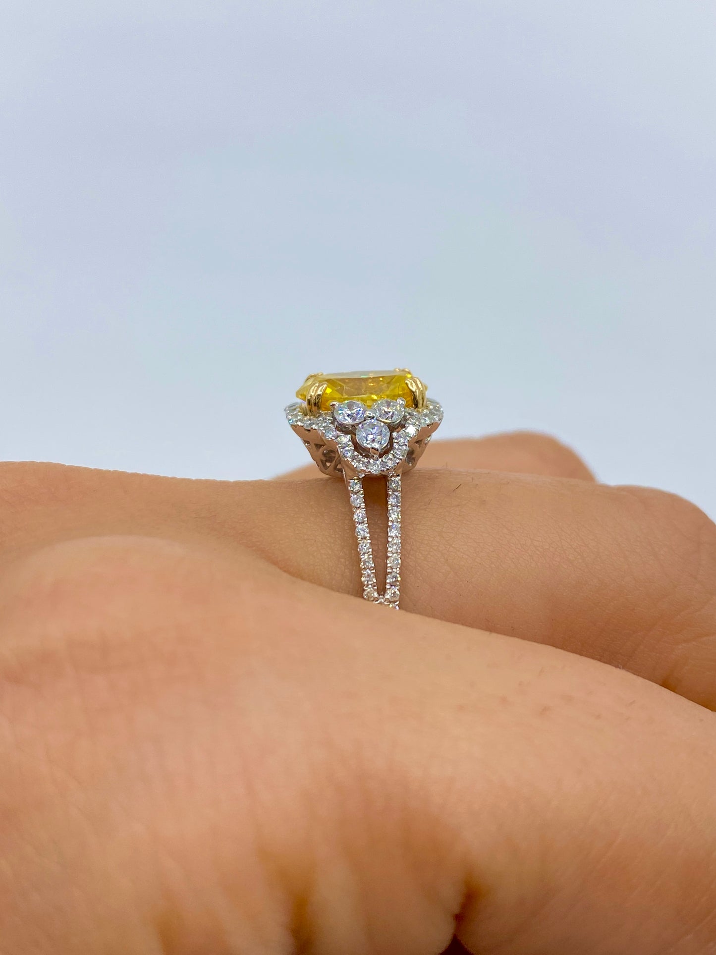 14K Natural Canary Diamond Engagement Ring