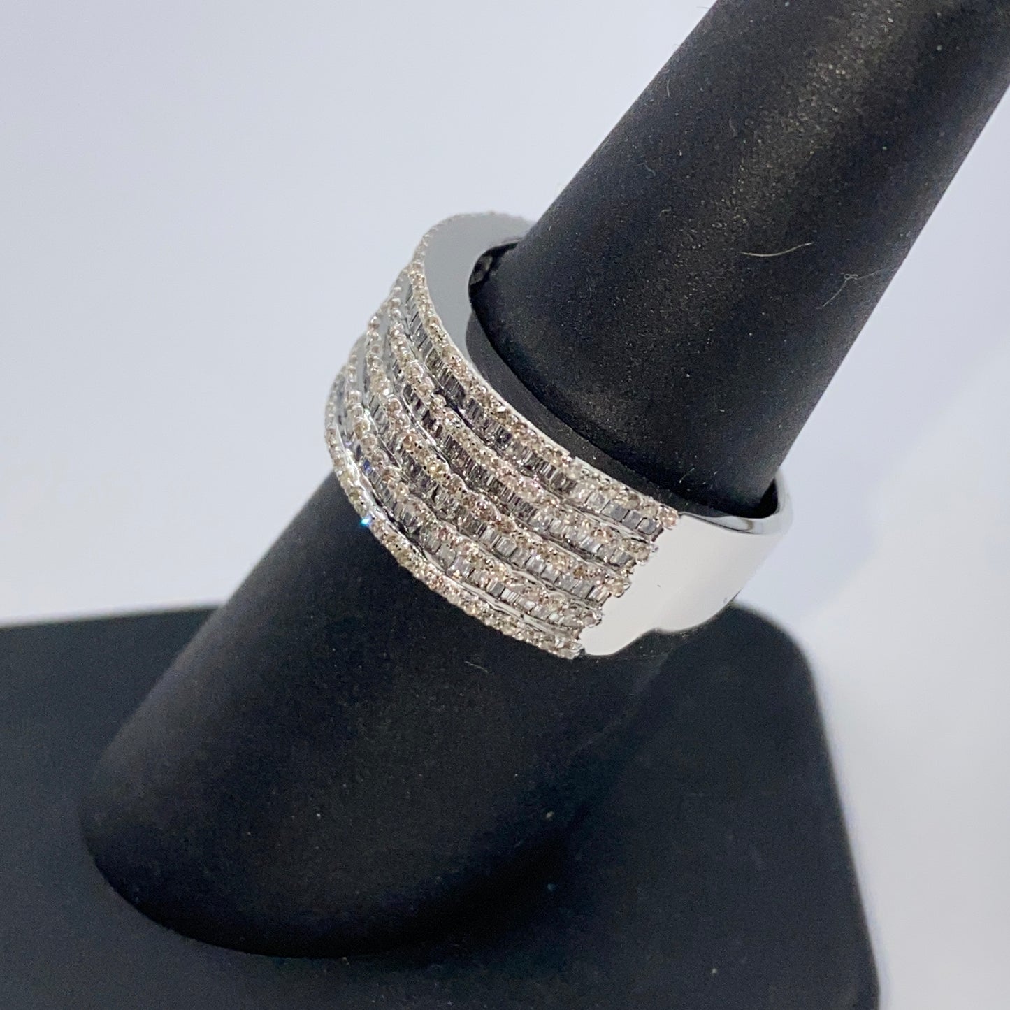 10K 10MM Stacked Diamond Baguette Ring