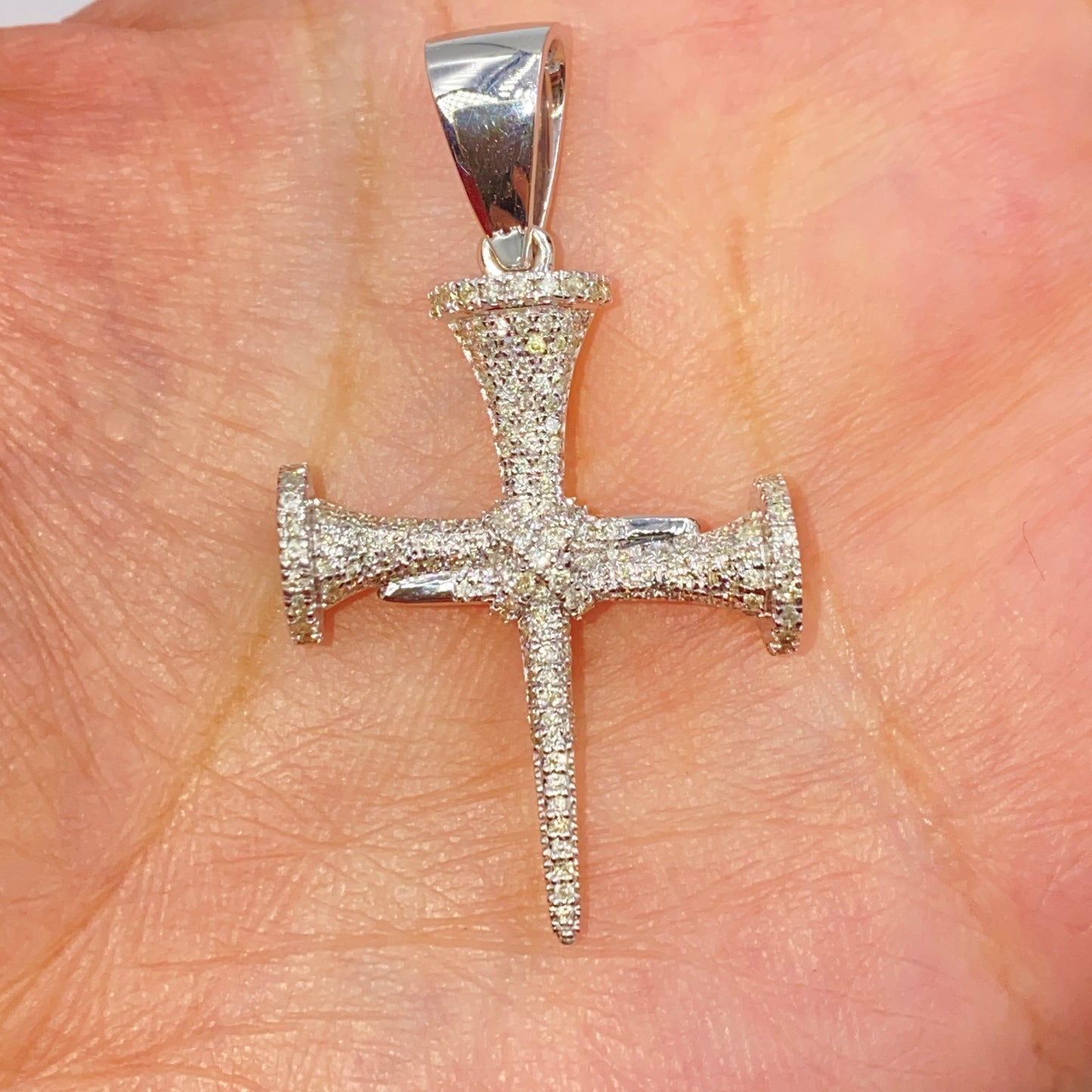 10K Nail Cross Diamond Pendant