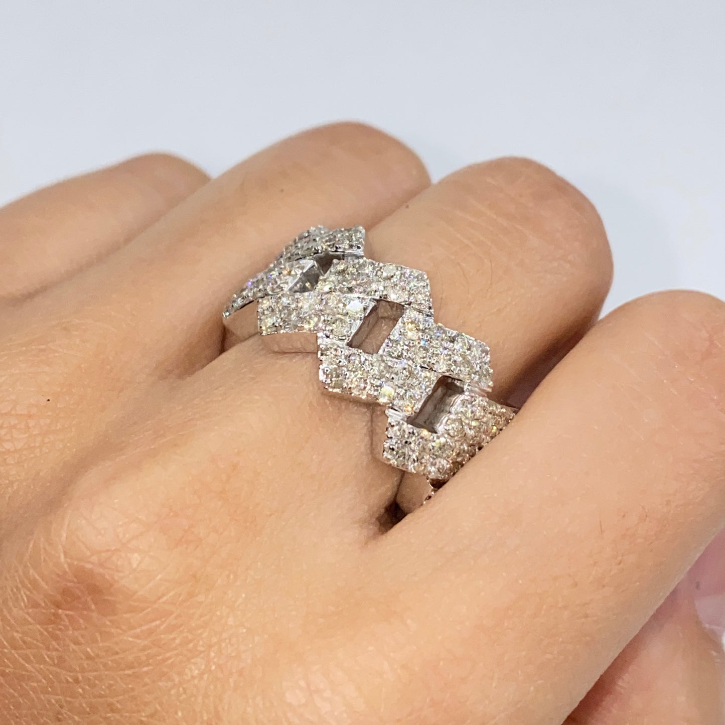 14K 12.9MM Cuban Link Diamond Ring