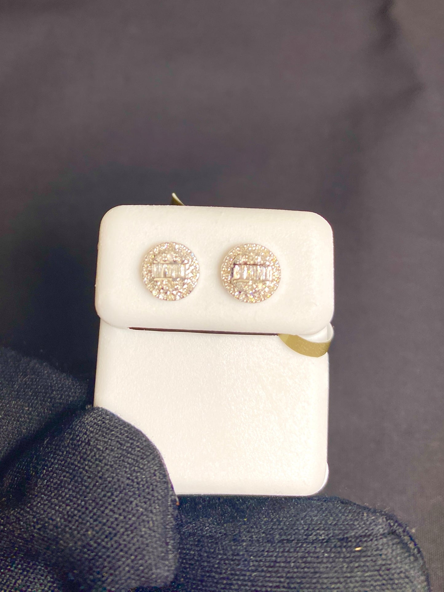 10K Titan Circle Baguette Diamond Earrings