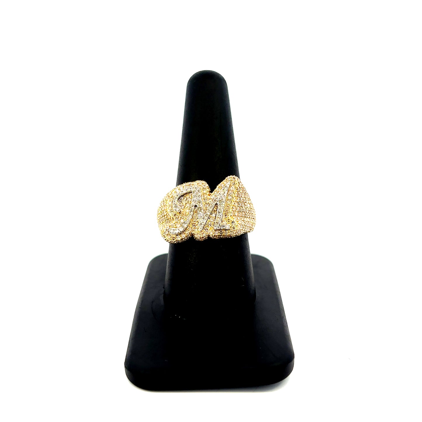 10K Bubble Script Initial Diamond Ring