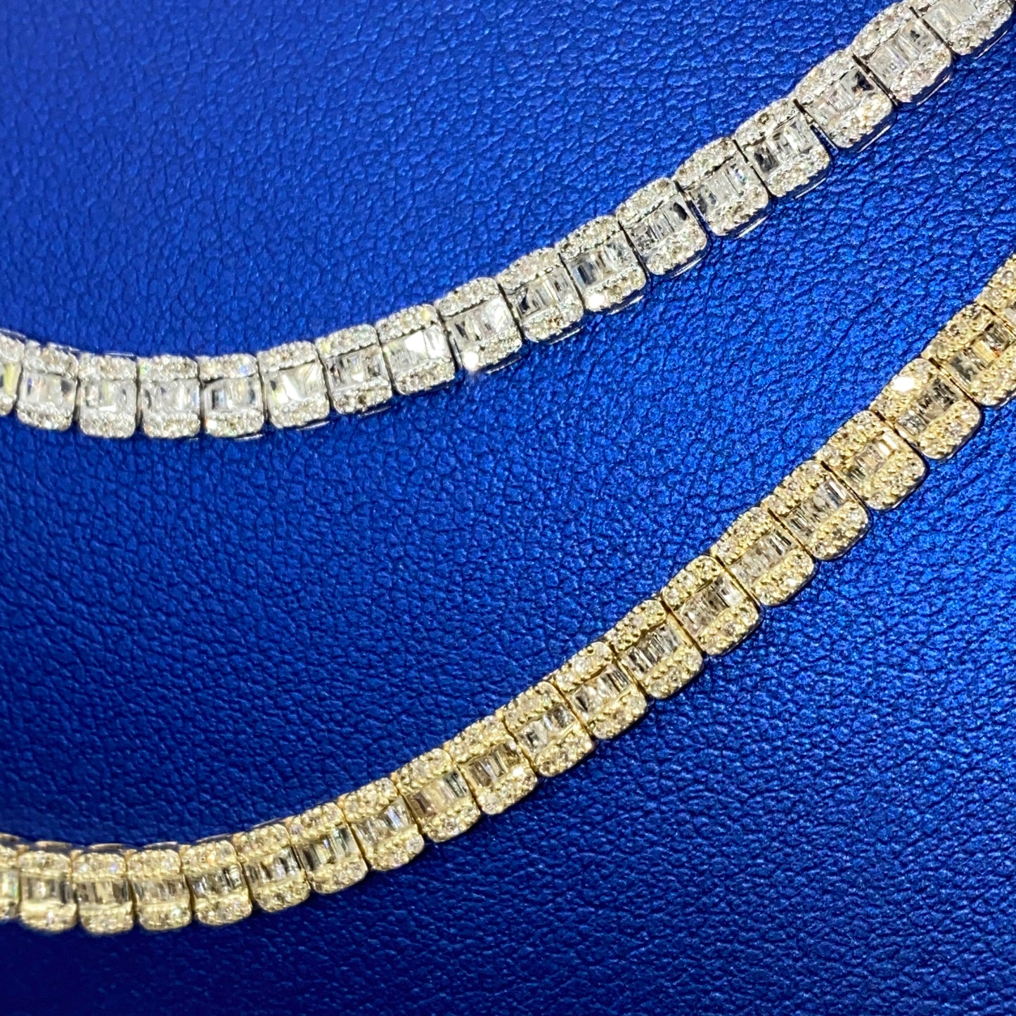 10K Rectangle Diamond Baguette Tennis Chain
