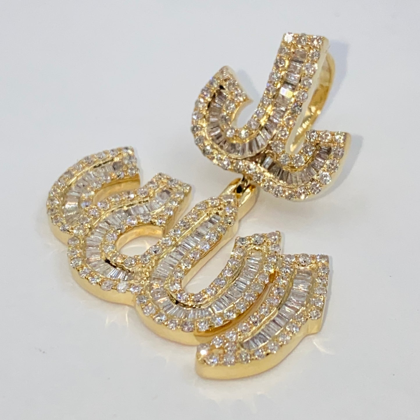 14K Allah Diamond Baguette Pendant