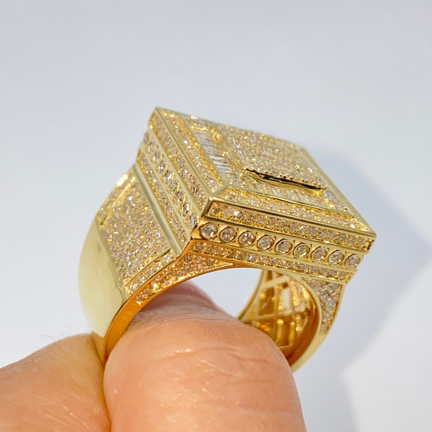 10K Jumbo Square Baguette Diamond Ring