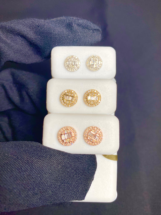 10K Titan Circle Baguette Diamond Earrings