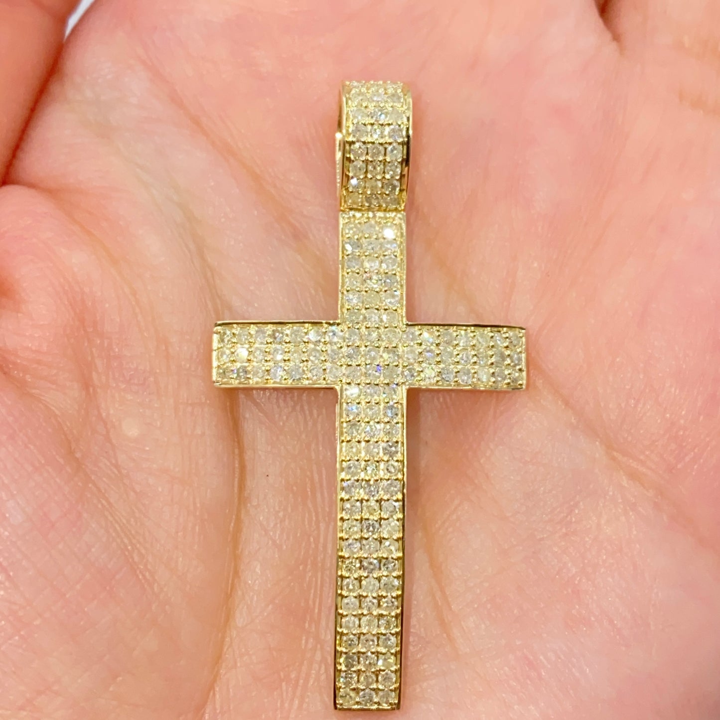 10K Modern Cross Diamond Pendant