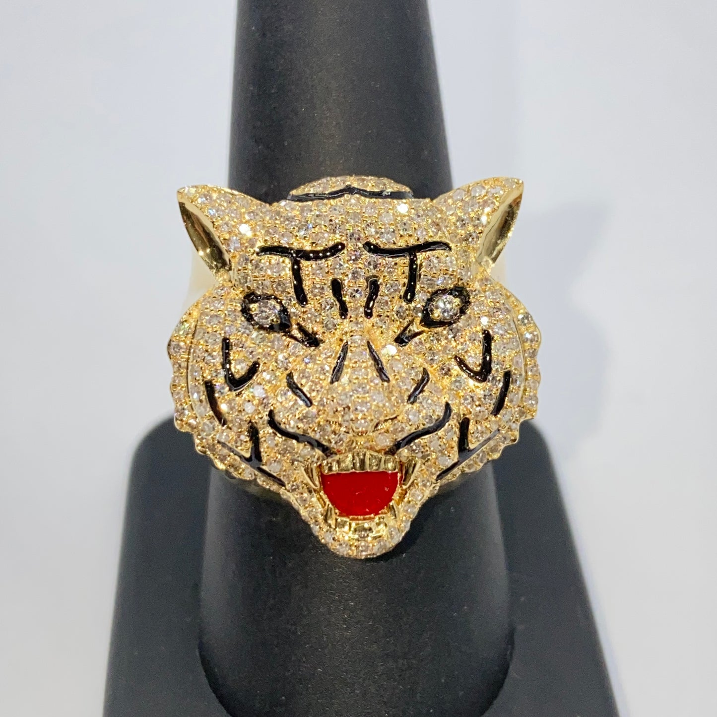 14K Tiger Diamond Ring